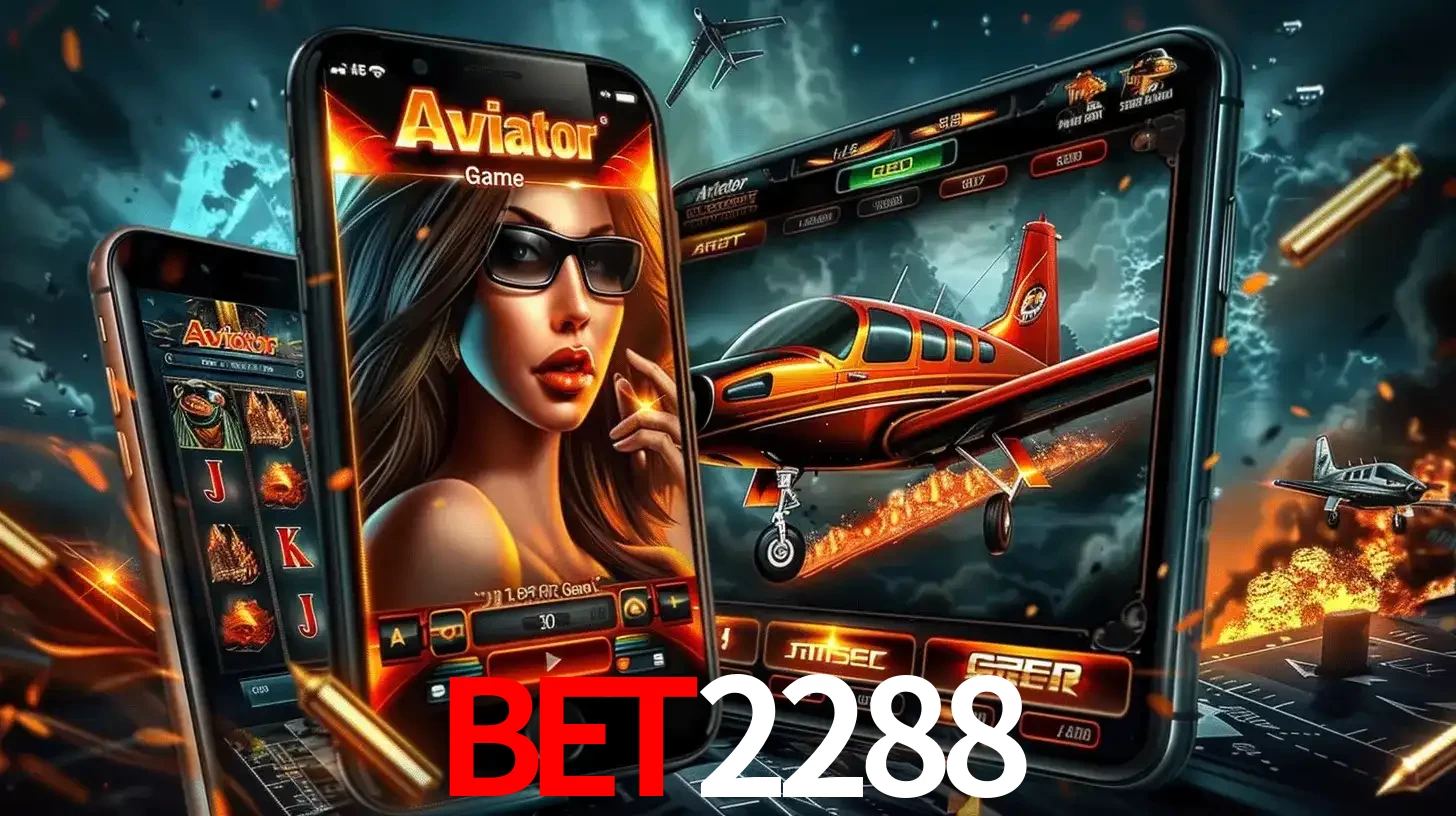 O popular jogo de apostas Aviator exibido em vários celulares e tablets, mostrando a interface emocionante e a ação de voo disponíveis para jogar agora no BET2288.