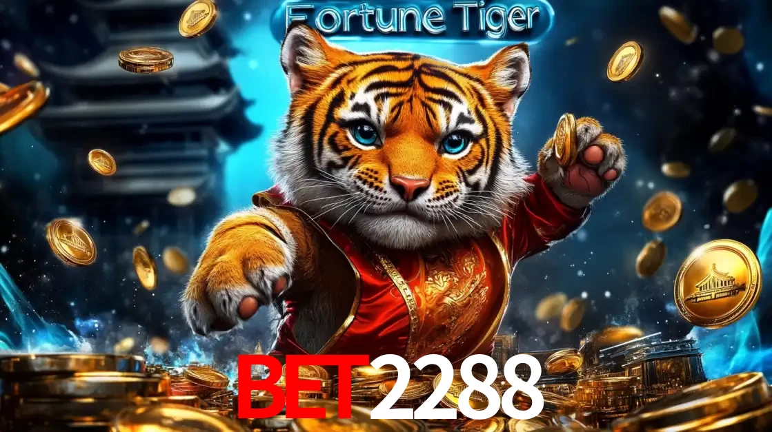 Imagem promocional do jogo de slot Fortune Tiger, com um tigre majestoso em traje tradicional cercado por uma fortuna em moedas de ouro, disponível agora no cassino BET2288.