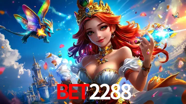 A princesa de um reino de fantasia mágico, com seu pequeno dragão, apresentando um mundo de prêmios encantados nos jogos de caça-níqueis do cassino BET2288.